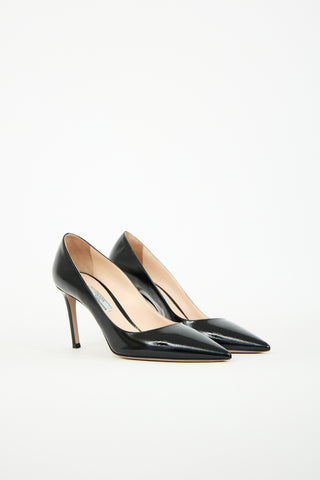 Prada Black Patent Saffiano Leather Pump