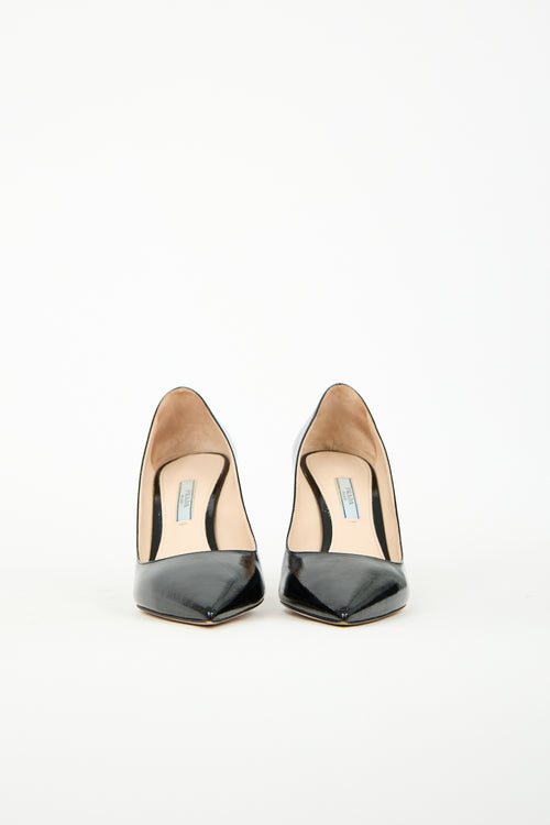 Prada Black Patent Saffiano Leather Pump