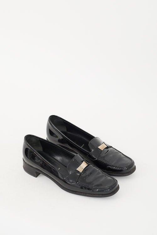 Prada Black Patent Leather Logo Loafer