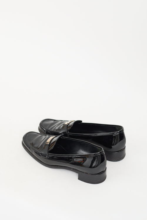 Prada Black Patent Leather Logo Loafer