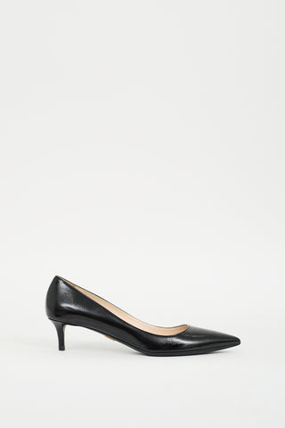 Prada Black Patent Saffiano Leather Pump