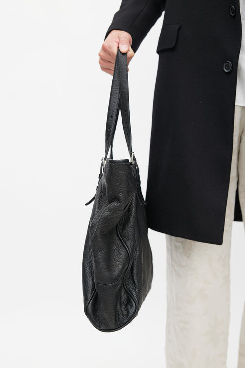 Prada Black Pebbled Leather Tote