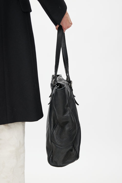 Prada Black Pebbled Leather Tote