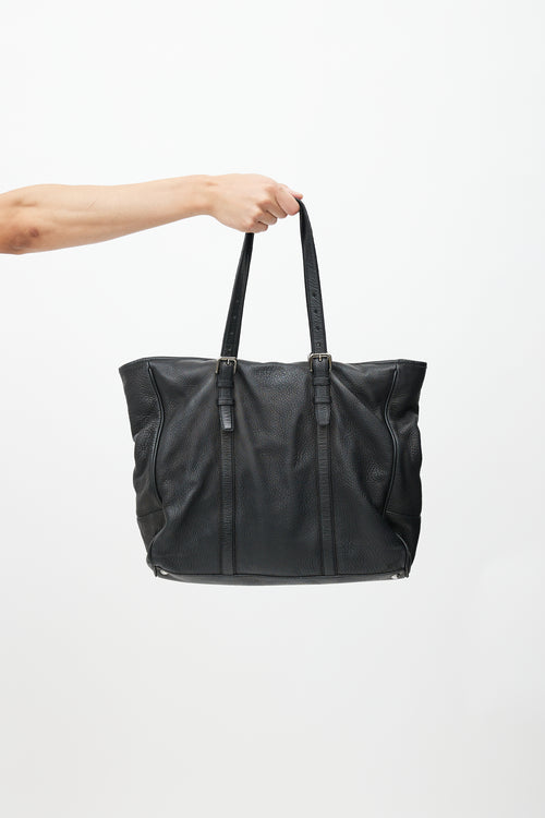 Prada Black Pebbled Leather Tote