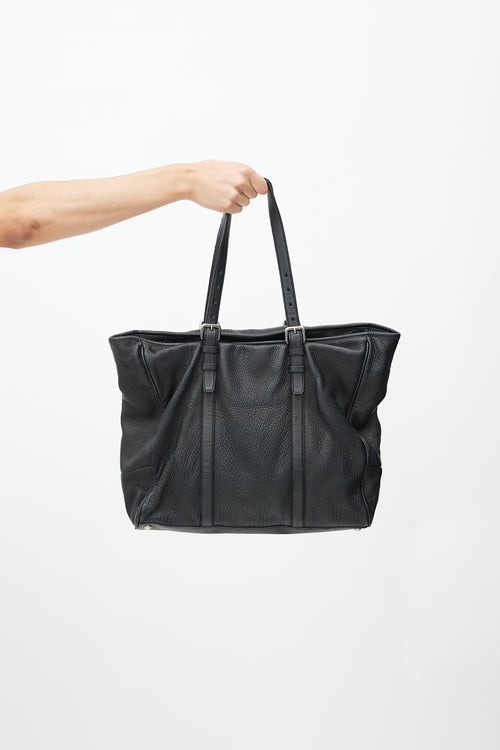 Prada Black Pebbled Leather Tote