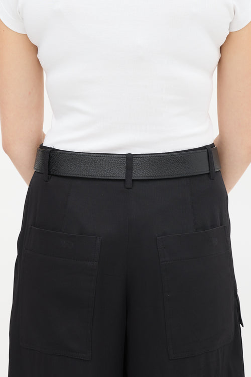 Prada Black Pebbled Leather Belt