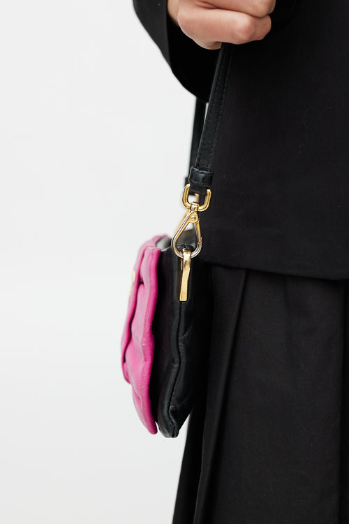 Prada Black 
Pink Bow Leather Bag