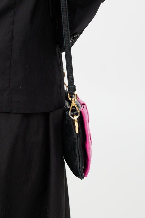 Prada Black 
Pink Bow Leather Bag