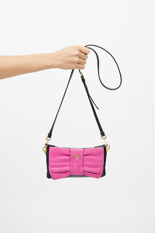 Prada Black 
Pink Bow Leather Bag