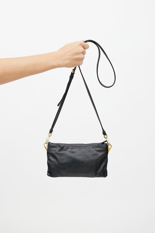 Prada Black 
Pink Bow Leather Bag