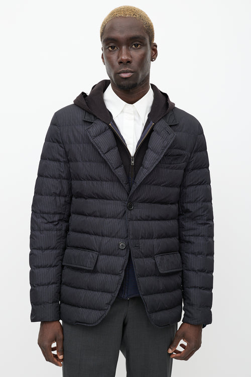 Prada Black Pinstripe Padded Jacket