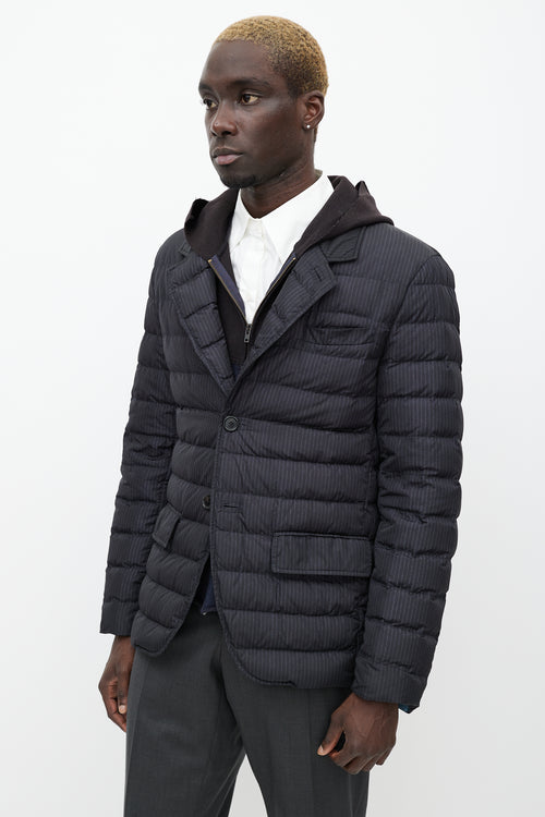 Prada Black Pinstripe Padded Jacket