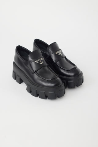 Prada Black Leather Monolith Platform Loafer