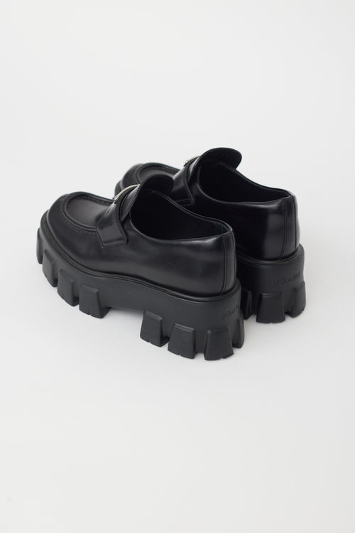 Prada Black Leather Monolith Platform Loafer