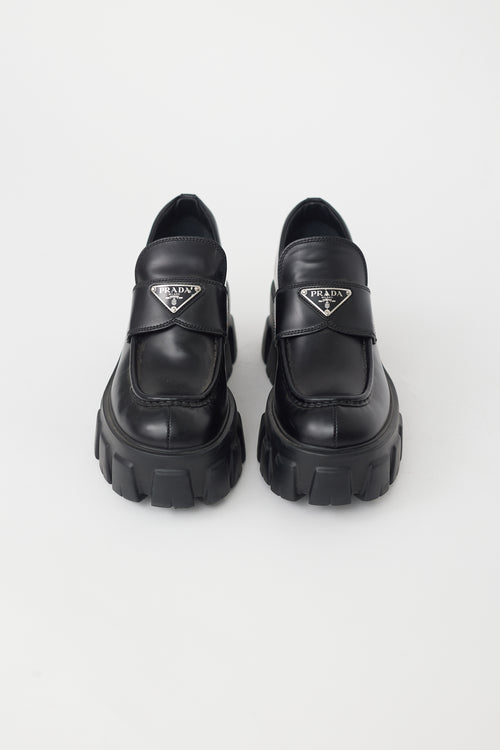 Prada Black Leather Monolith Platform Loafer