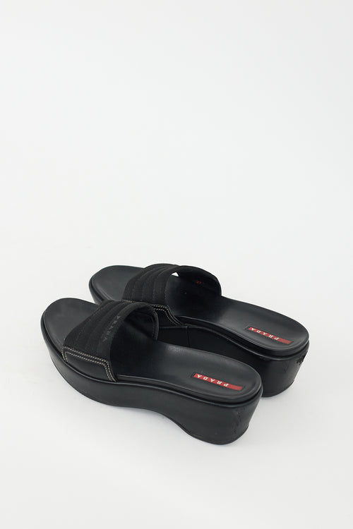 Prada Black Leather Platform Sandal