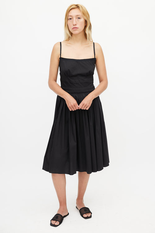 Prada Black Pleated Midi Dress