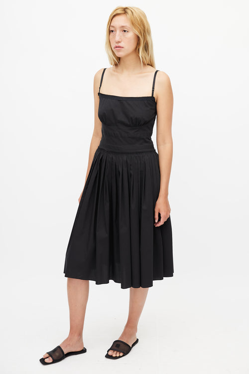 Prada Black Pleated Midi Dress