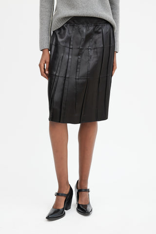 Black Pleated Panelled Midi Skirt