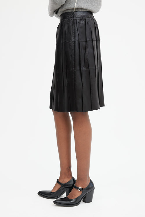 Black Pleated Panelled Midi Skirt