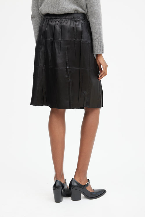 Black Pleated Panelled Midi Skirt