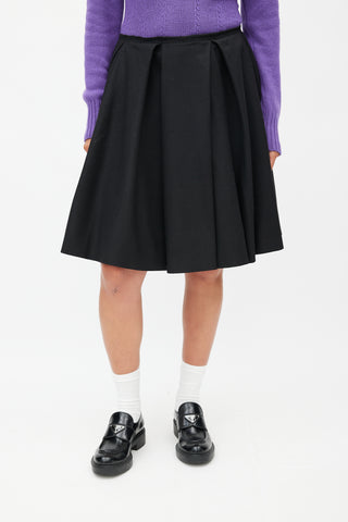 Prada Black Pleated Wool Skirt