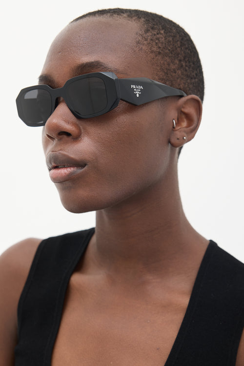 Prada Black SPR17W Rectangular Sunglasses