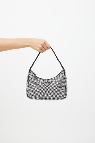 Prada Black Re-Edition 2000 Crystal Bag