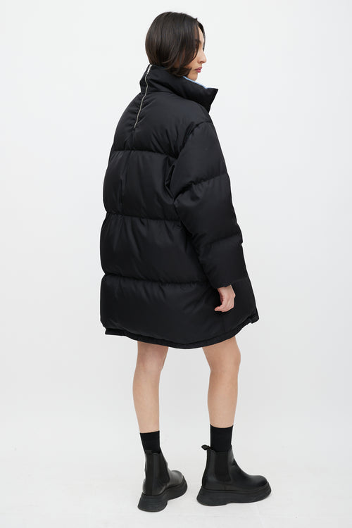 Prada Black Re-Nylon Down Zip Puffer Coat