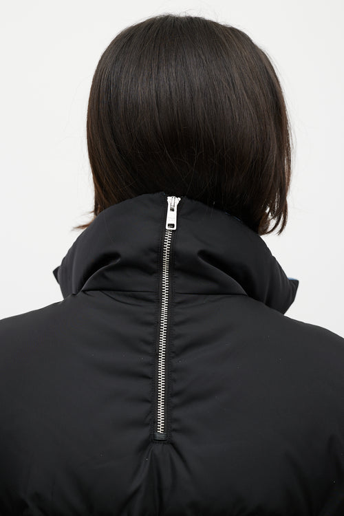 Prada Black Re-Nylon Down Zip Puffer Coat