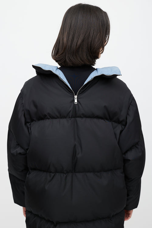 Prada Black Re-Nylon Down Zip Puffer Coat