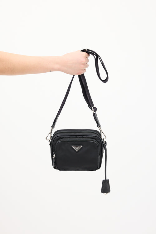 Prada Black Re-Nylon Logo Belt Bag