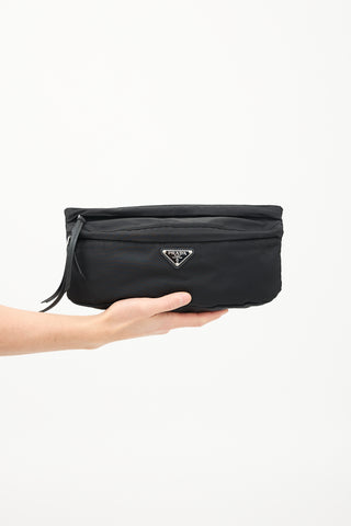 Prada Black Re-Nylon Logo Belt Bag