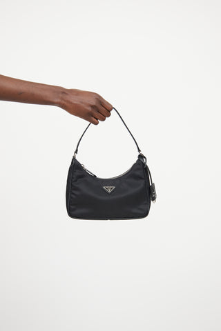 Black Re-Edition 2005 Re-Nylon and Saffiano Mini Bag