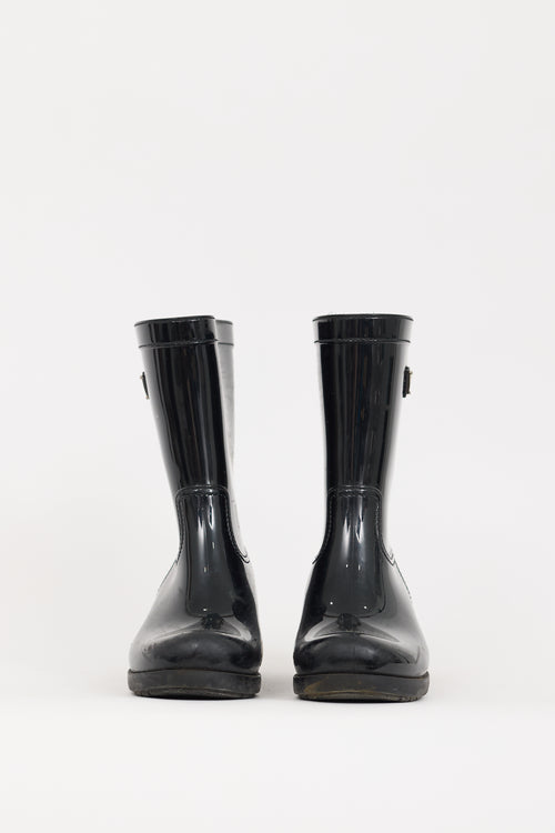 Prada Black Rubber Triangle Logo Rain Boot