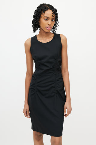 Prada Black Ruched Sleeveless Dress