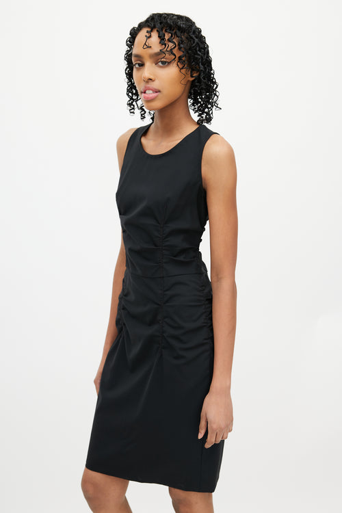 Prada Black Ruched Sleeveless Dress