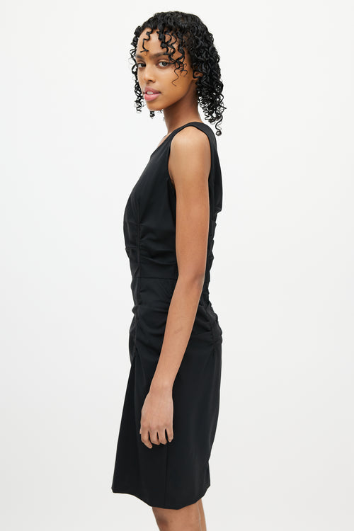 Prada Black Ruched Sleeveless Dress