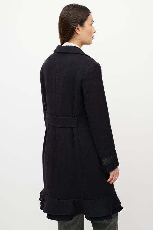 Prada Black Wool 
Cashmere Ruffle Coat