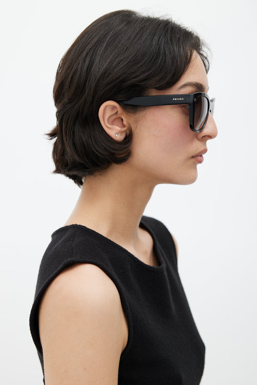 Prada Black SPR09S Rectangular Sunglasses