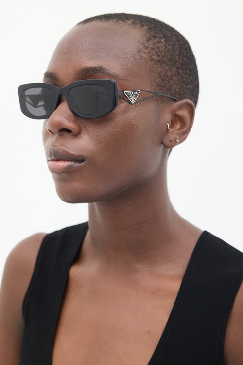 Prada Black SPR14Y Rectangular Sunglasses