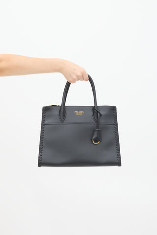 Prada Black Saffiano 
City Leather Paradigme Woven Bag