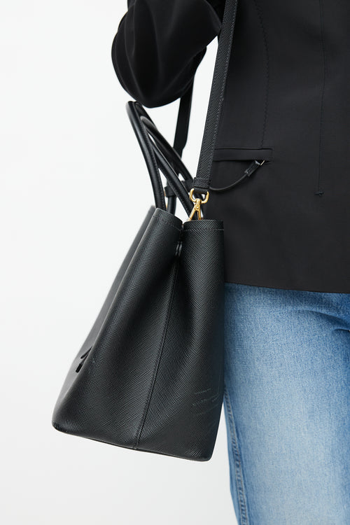 Prada Black Saffiano Leather Double Bag