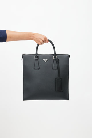 Prada Black Saffiano Leather North South Tote Bag