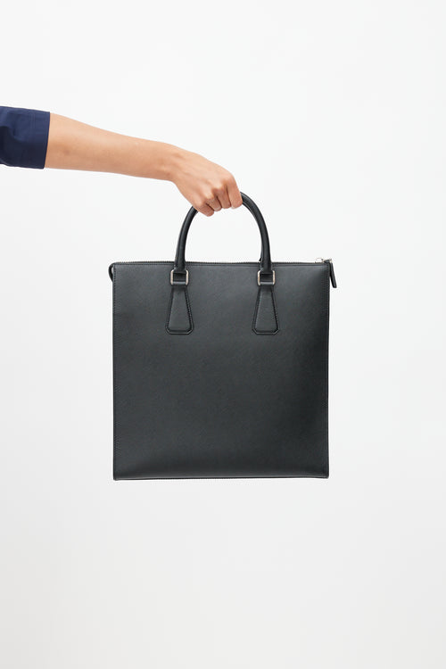 Prada Black Saffiano Leather North South Tote Bag