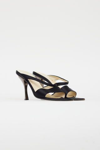 Prada Black Satin Strappy Sandal