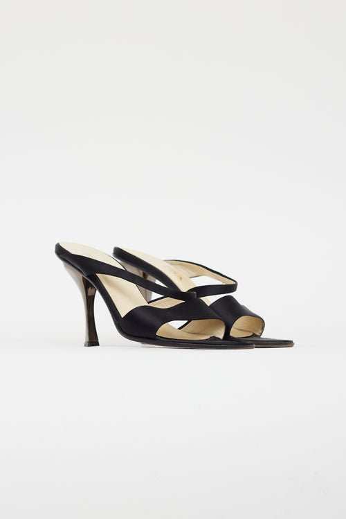 Prada Black Satin Strappy Sandal