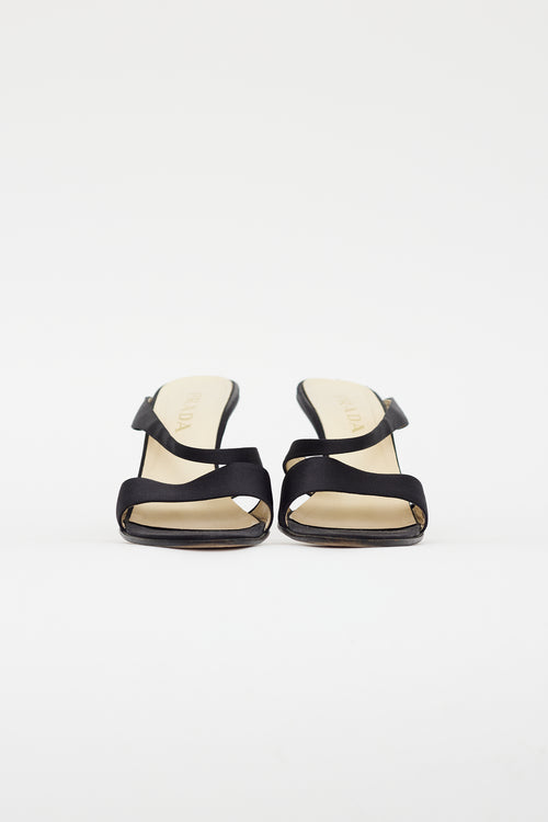 Prada Black Satin Strappy Sandal