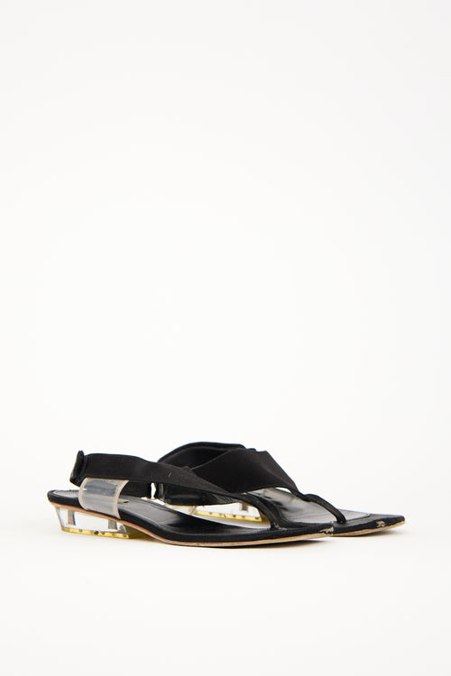 Prada Black Satin Slingback Sandal