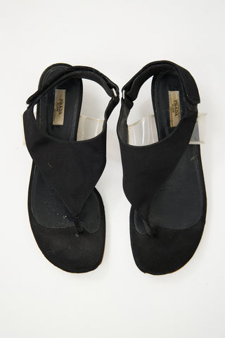 Prada Black Satin Slingback Sandal